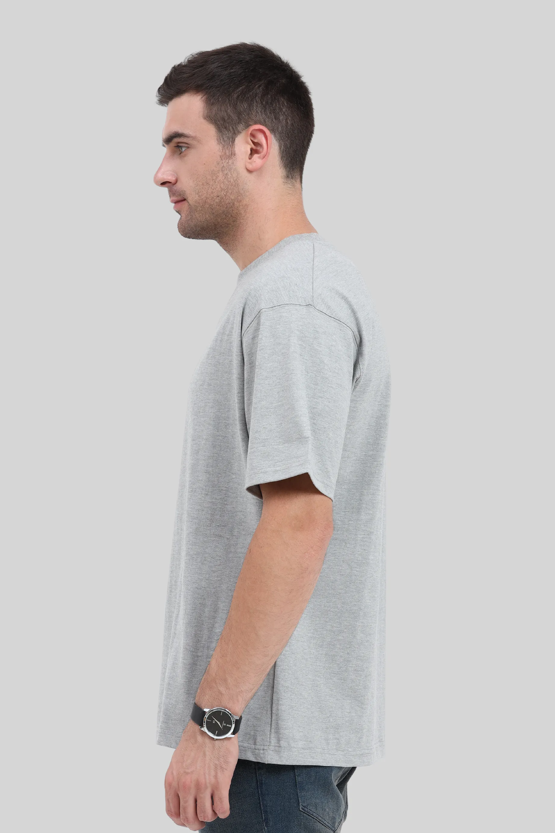 Grey Melange Oversized T-shirt for men