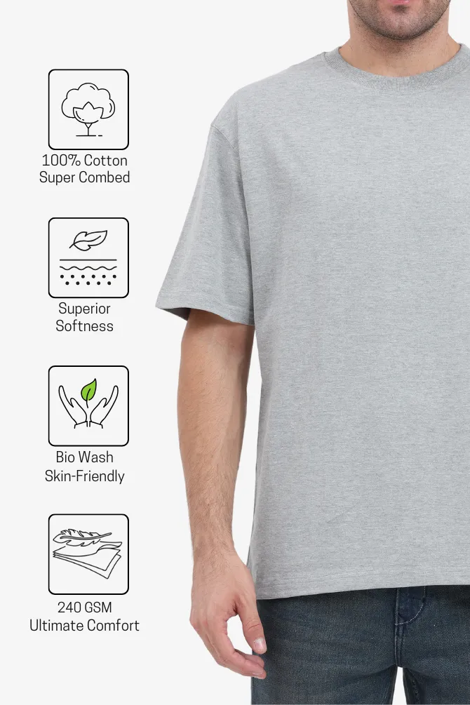 Grey Melange Oversized T-shirt for men