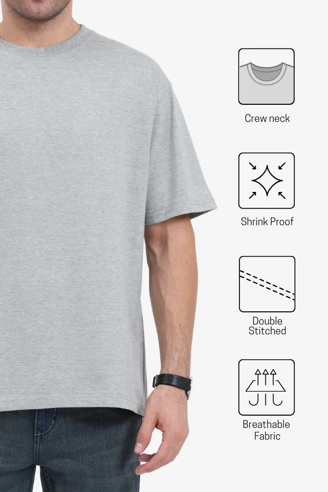 Grey Melange Oversized T-shirt for men