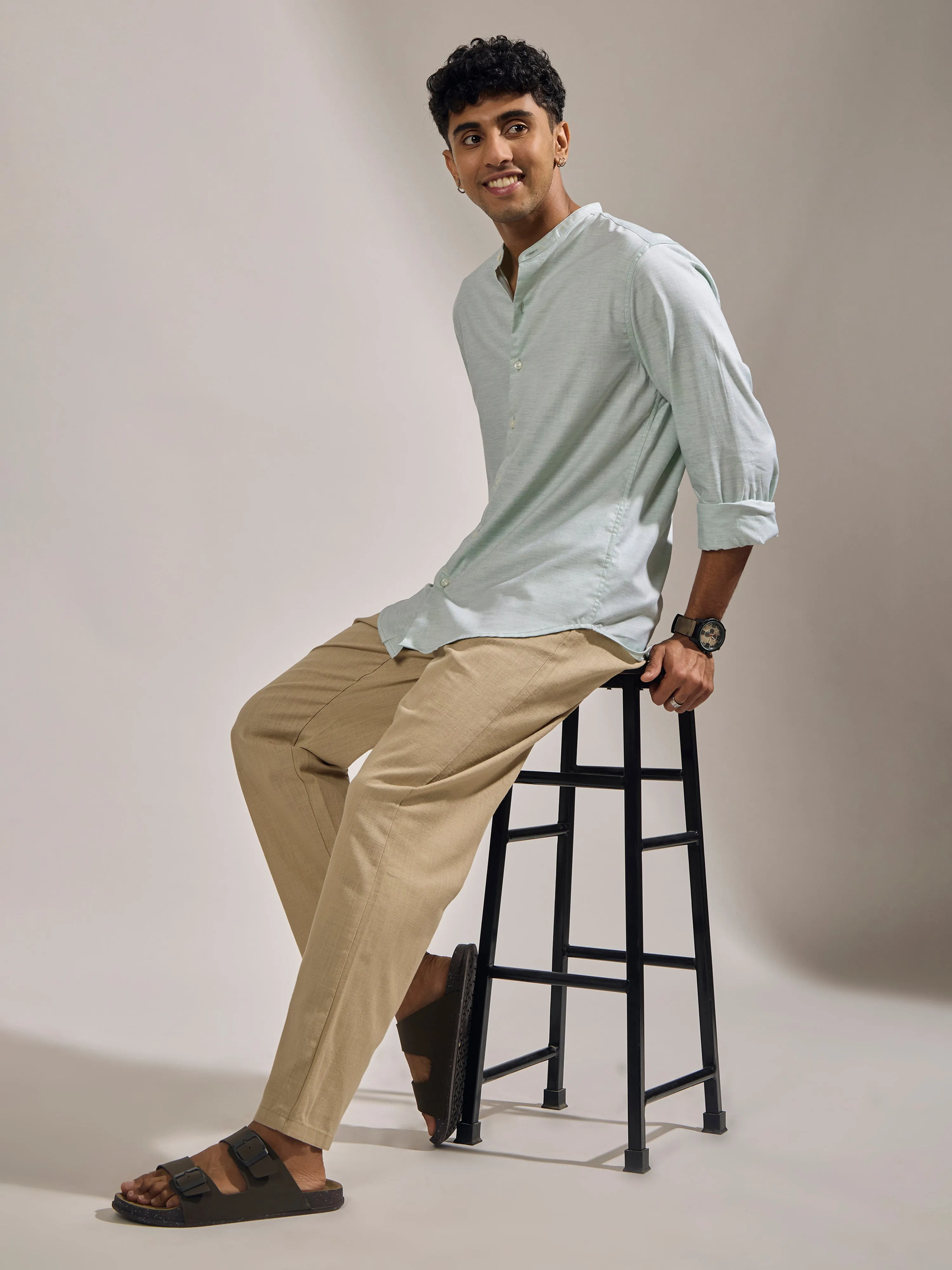 Gwynetha - Loose Fit Linen Joggers - Beige