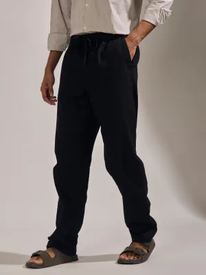 Gwynetha - Loose Fit Linen Joggers - Black