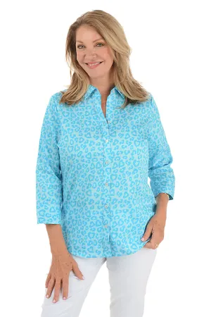 Ibiza Turquoise Leopard Margie Shirt