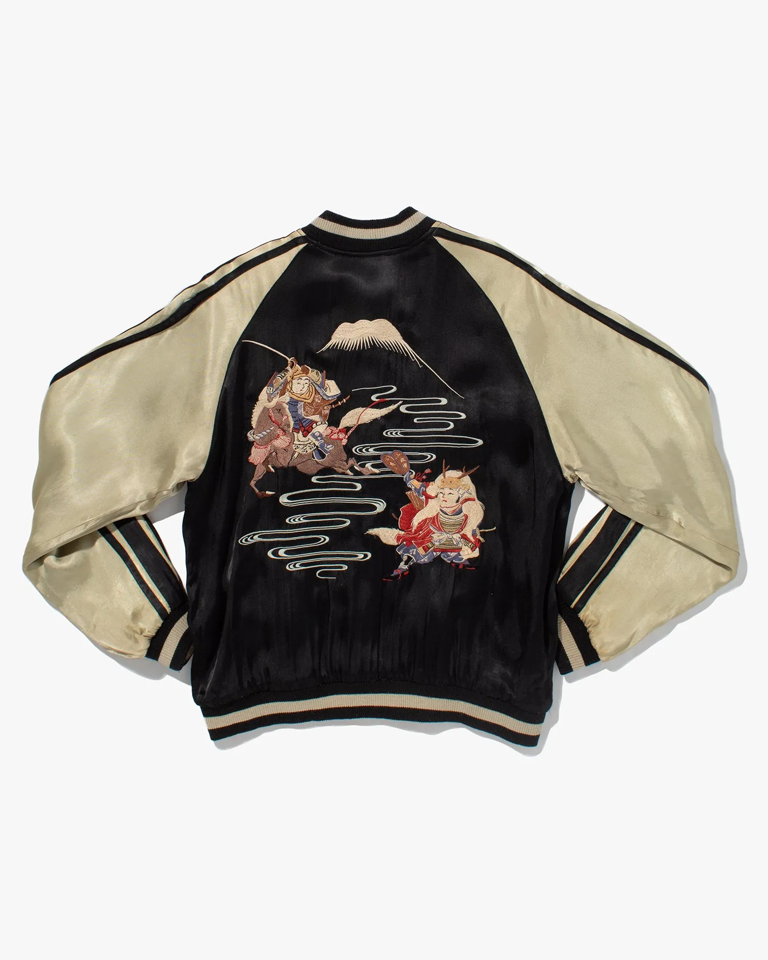 Japanese Repro Souvenir Jacket, Reversible, Black with Samurai