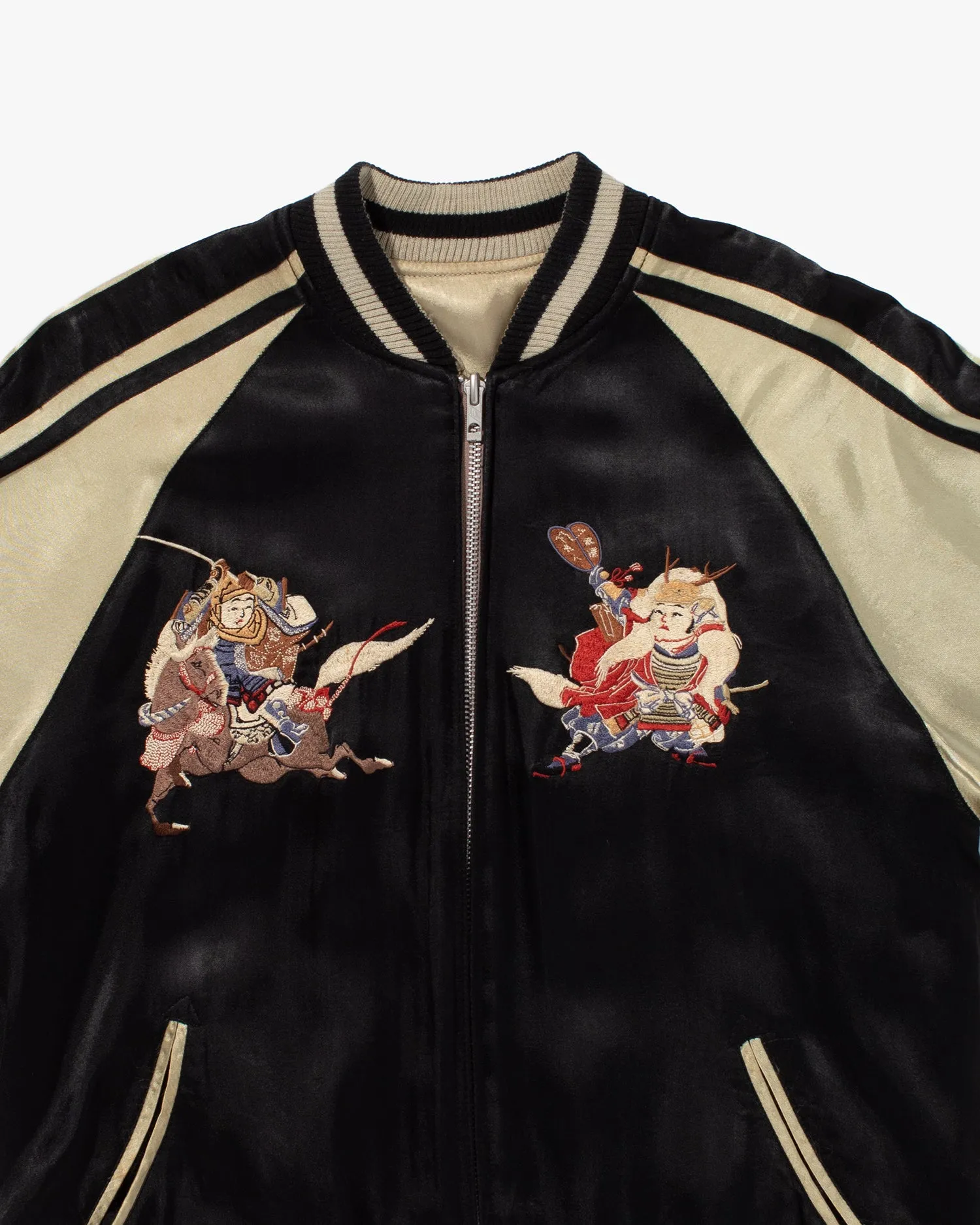 Japanese Repro Souvenir Jacket, Reversible, Black with Samurai