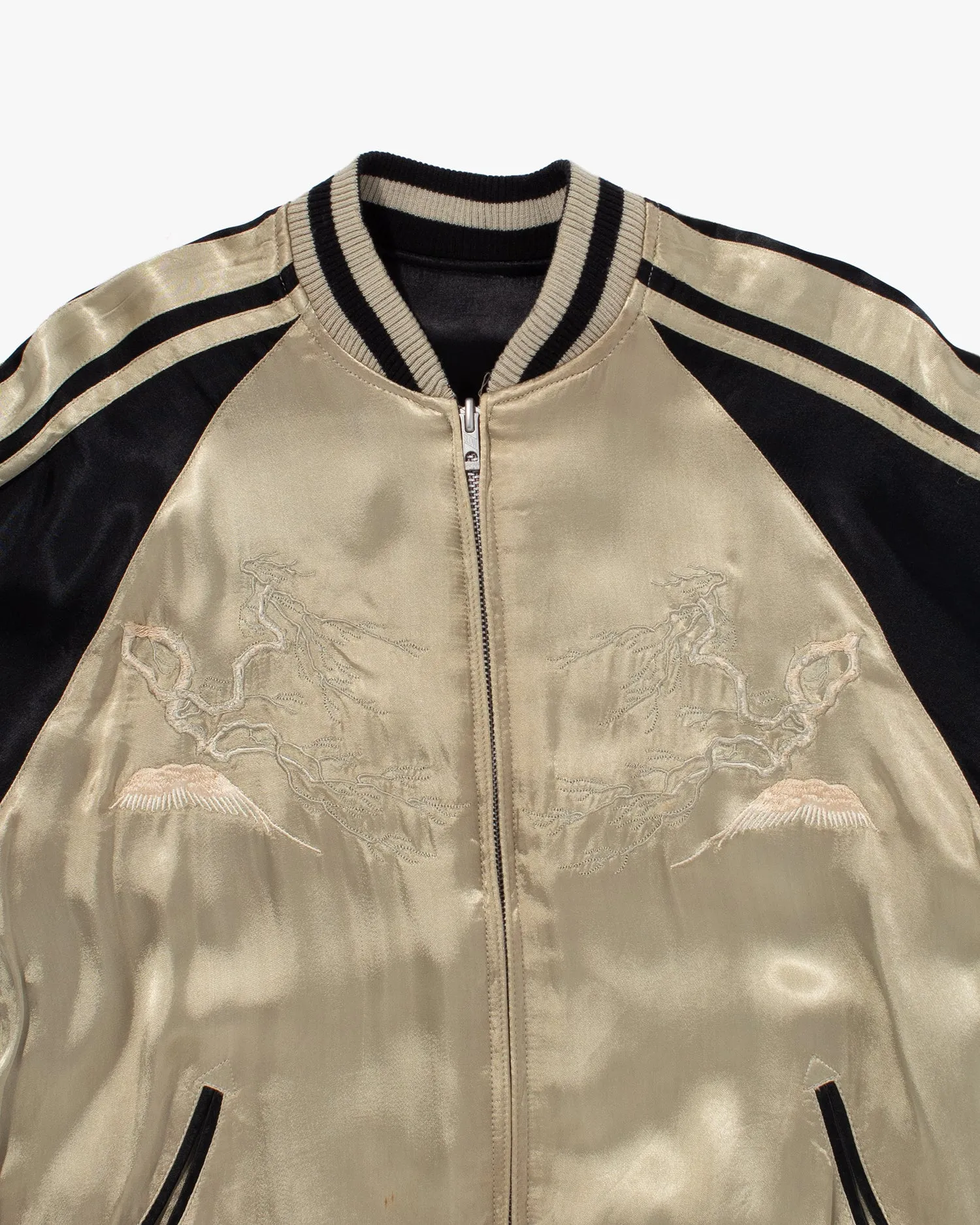 Japanese Repro Souvenir Jacket, Reversible, Black with Samurai