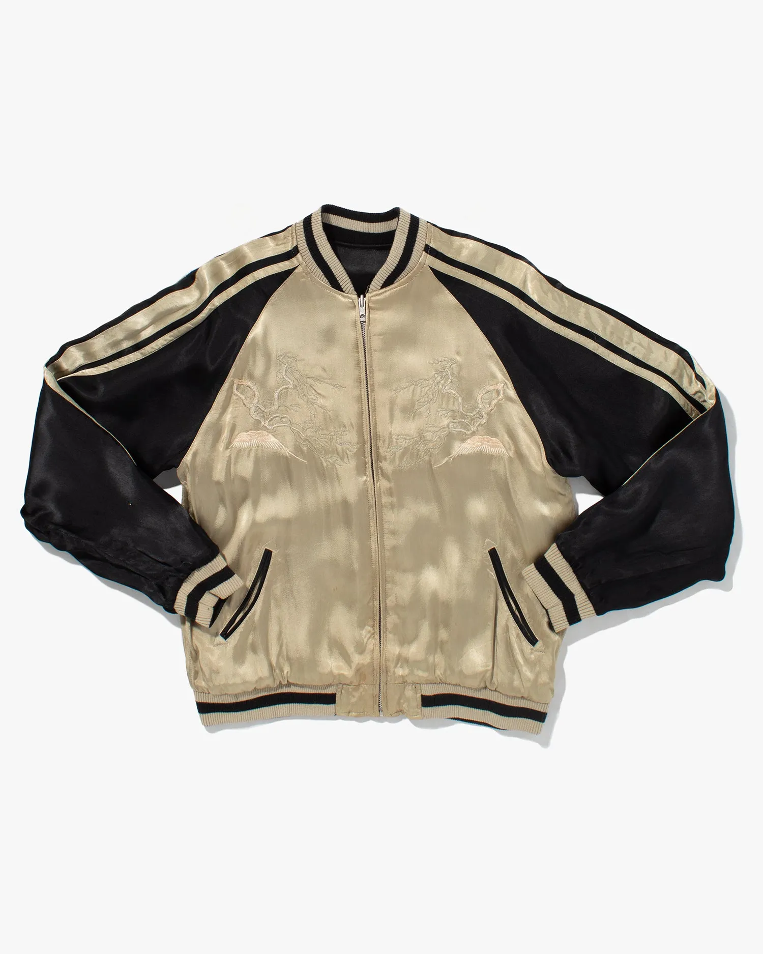 Japanese Repro Souvenir Jacket, Reversible, Black with Samurai