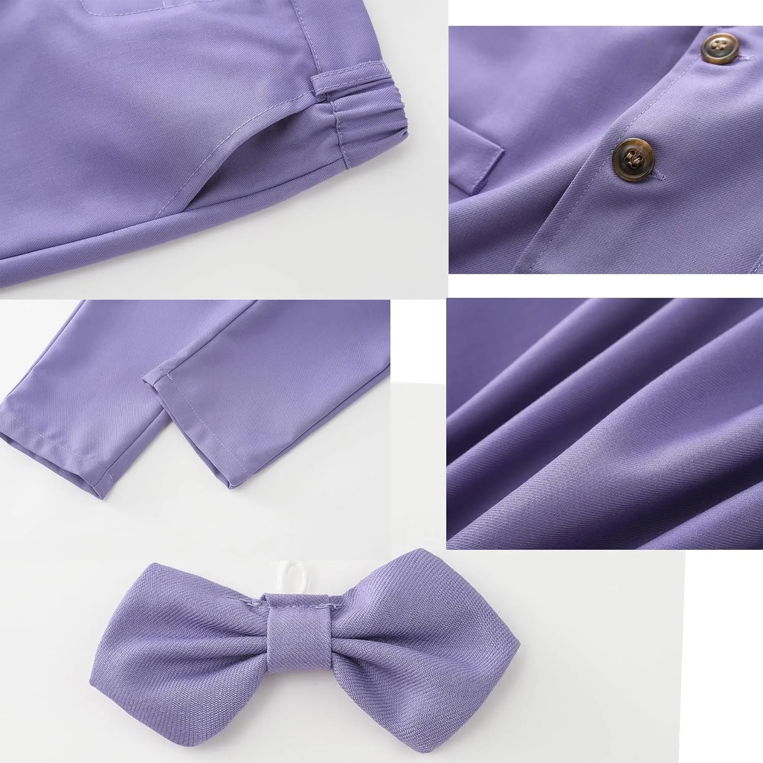 Kimocat Baby Boys Gentleman Bowtie Blue Suits Set Long Sleeve  Vest Pants