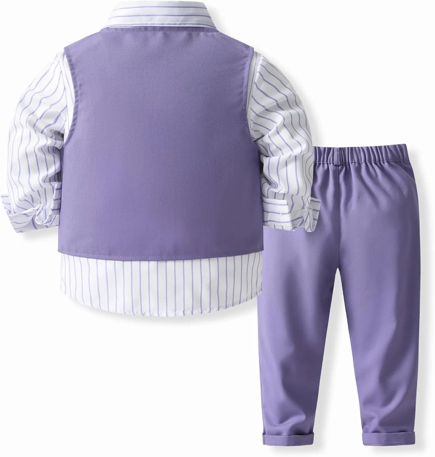 Kimocat Baby Boys Gentleman Bowtie Blue Suits Set Long Sleeve  Vest Pants