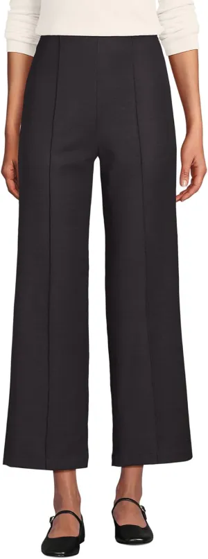 Lands' End Women's Bi Stretch High Rise Pintuck Wide Leg Crop Pants