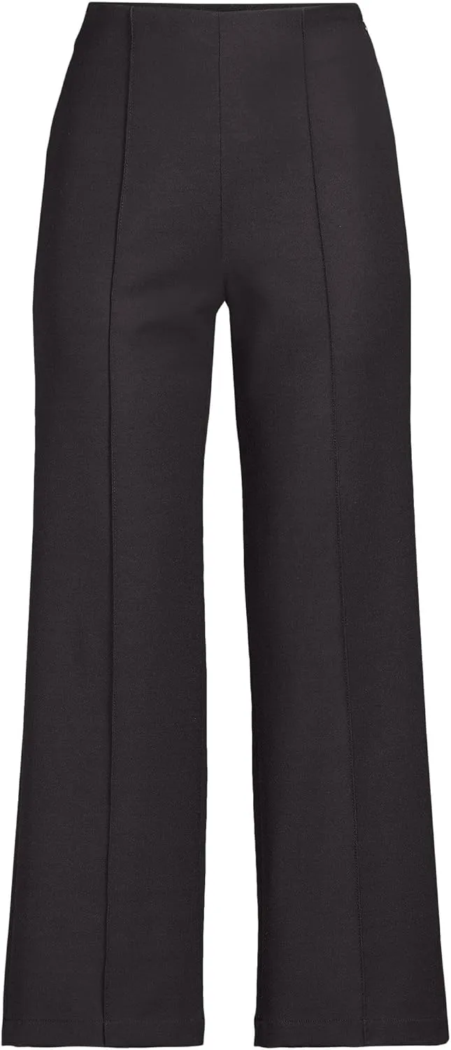 Lands' End Women's Bi Stretch High Rise Pintuck Wide Leg Crop Pants