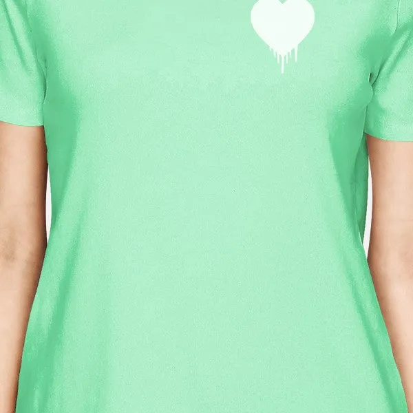 Melting Heart Womens Mint Tshirt Unique Design Simple Graphic Shirt