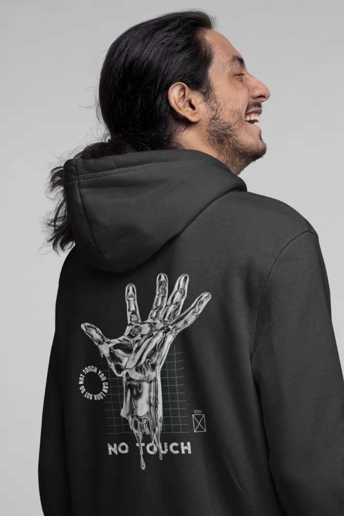 Melting Robot Hand Black Printed Hoodie for men