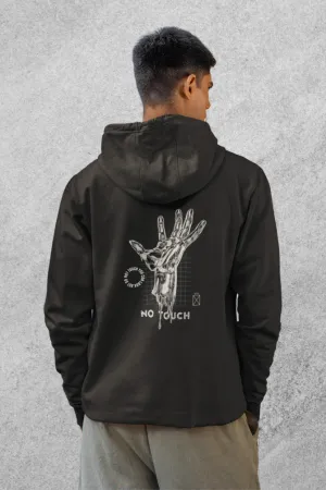 Melting Robot Hand Black Printed Hoodie for men