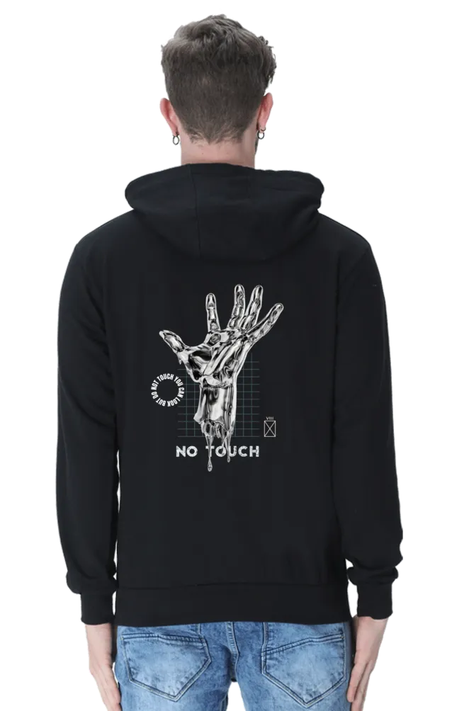 Melting Robot Hand Black Printed Hoodie for men