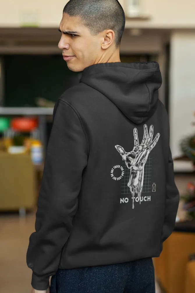 Melting Robot Hand Black Printed Hoodie for men