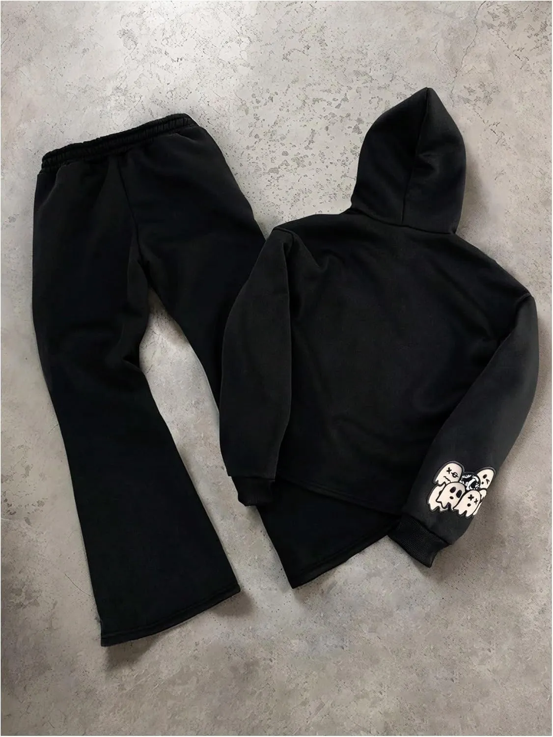 Men's 2 Piece Sweatsuit Long Sleeve Graphic Hoodies and Designer Stacked Sweatpants Jogging Suit