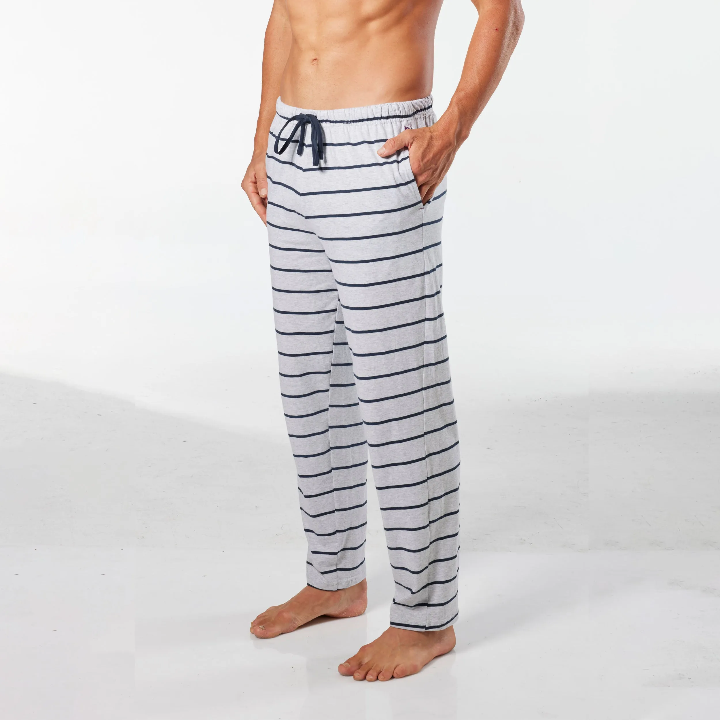 Men's Broad Stripe Cotton Sleep Pant - Grey Marle