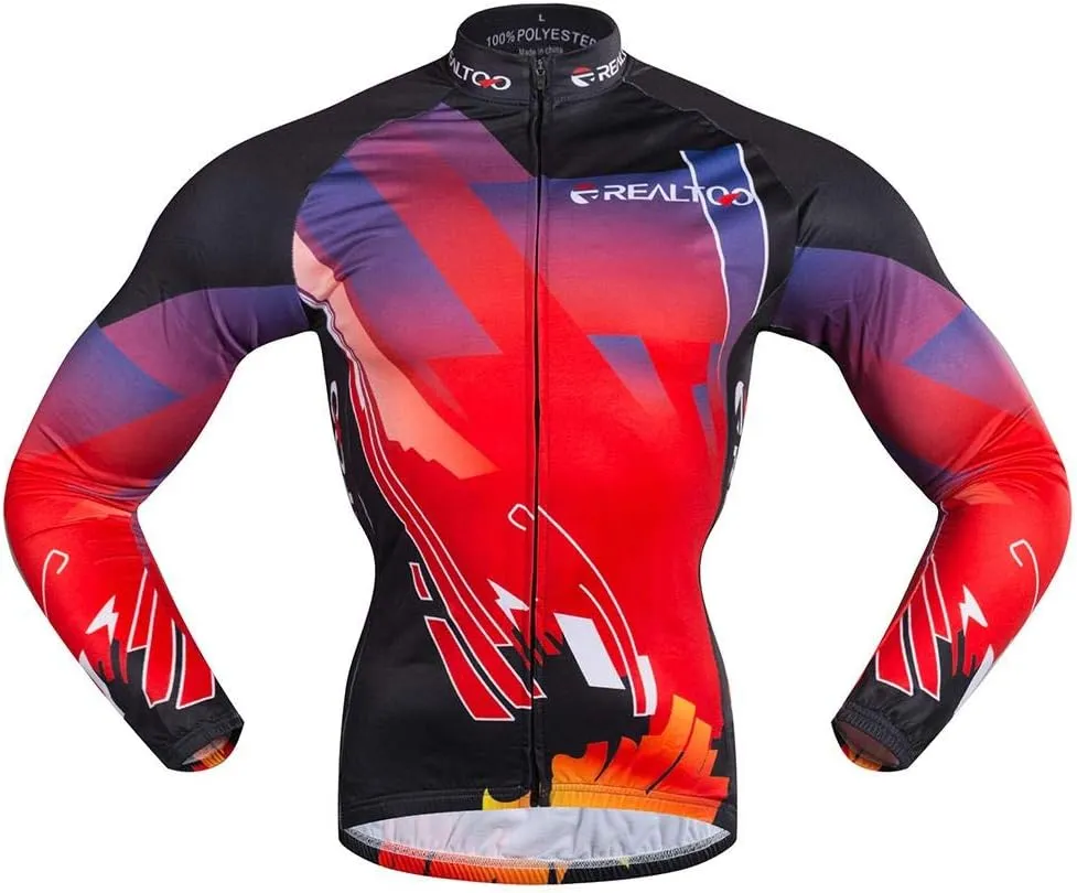 Men's Cycling Jersey Set Long Sleeve Full Zipper Quick-Dry Bike Shirt 3D Padded Cycling Tights Pants