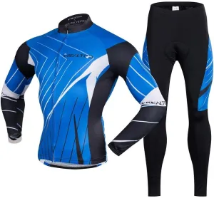 Men's Cycling Jersey Set Long Sleeve Full Zipper Quick-Dry Bike Shirt 3D Padded Cycling Tights Pants