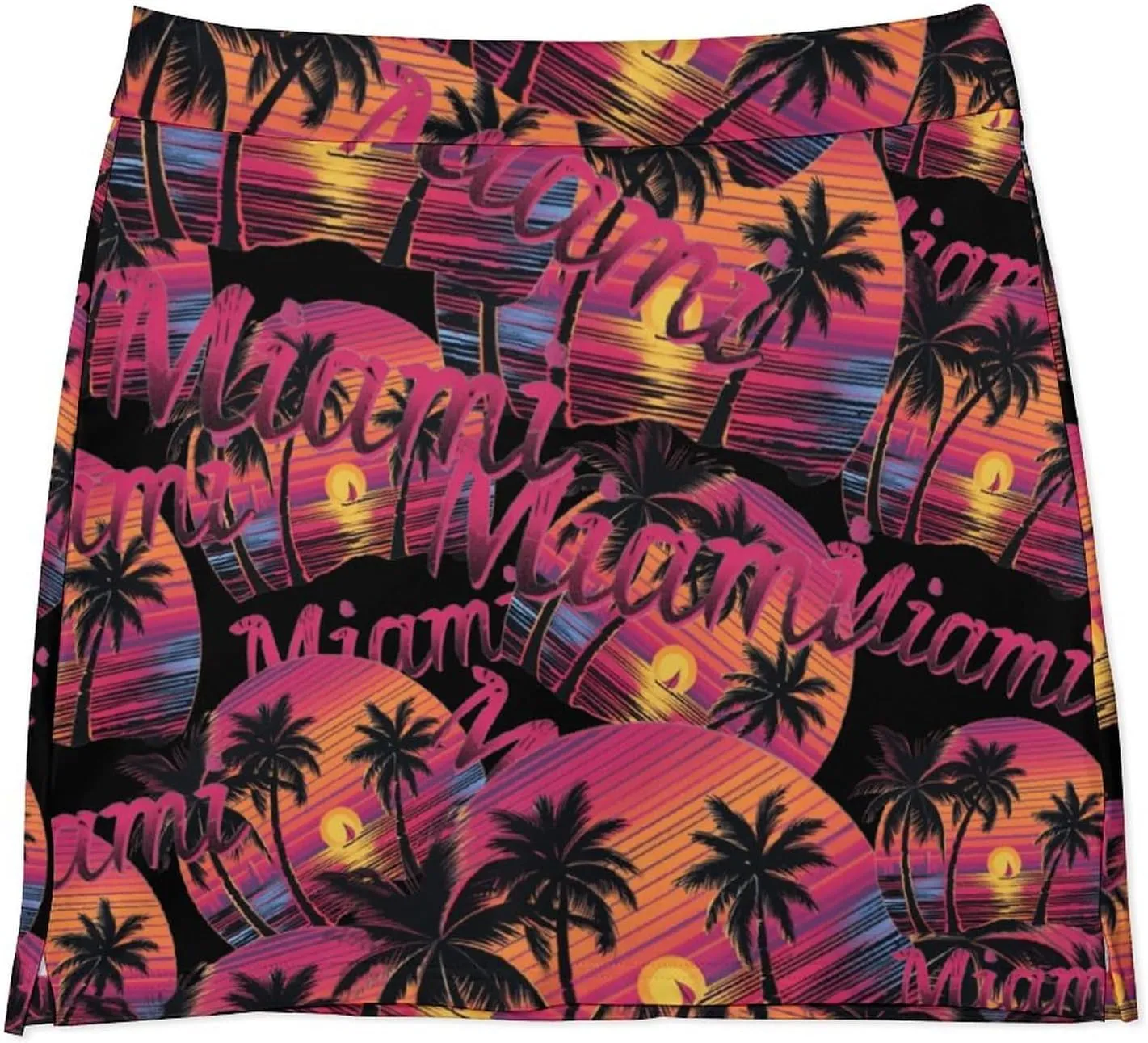 Miami Sunset Sailboat Women's Skort Athletic Skirt Golf Skorts A-line Skirts with Built-in Shorts Pockets