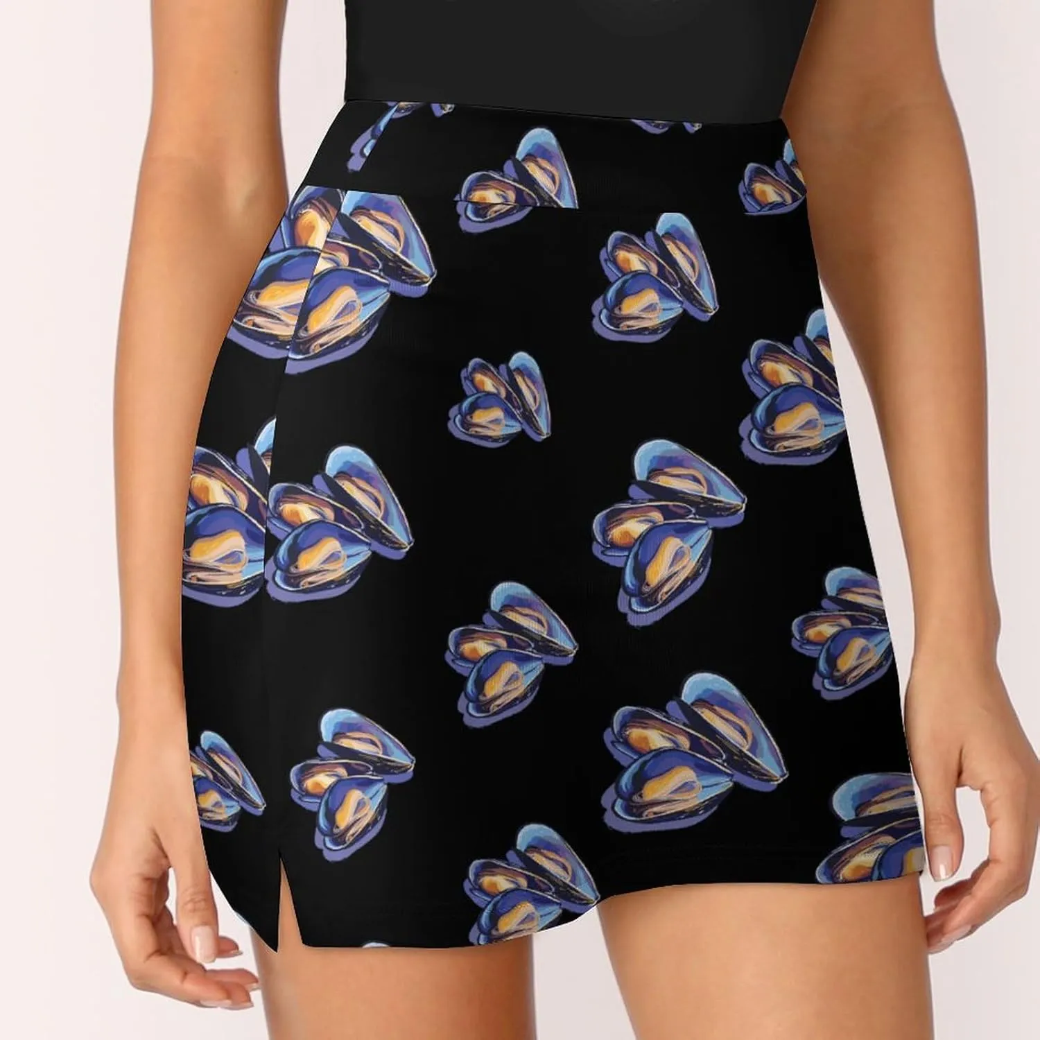 Mussels Seafood Women's Skort Athletic Skirt Golf Skorts A-line Skirts with Built-in Shorts Pockets