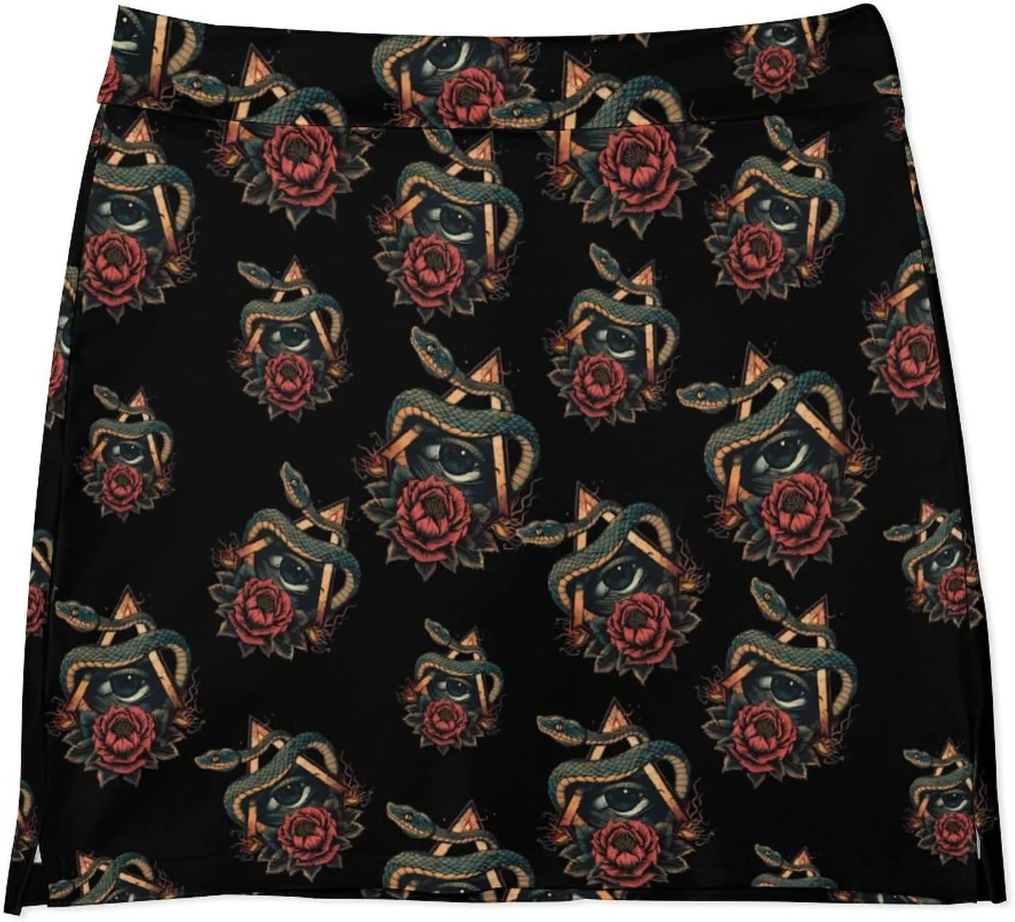 One Eye Snake Women's Skort Athletic Skirt Golf Skorts A-line Skirts with Built-in Shorts Pockets
