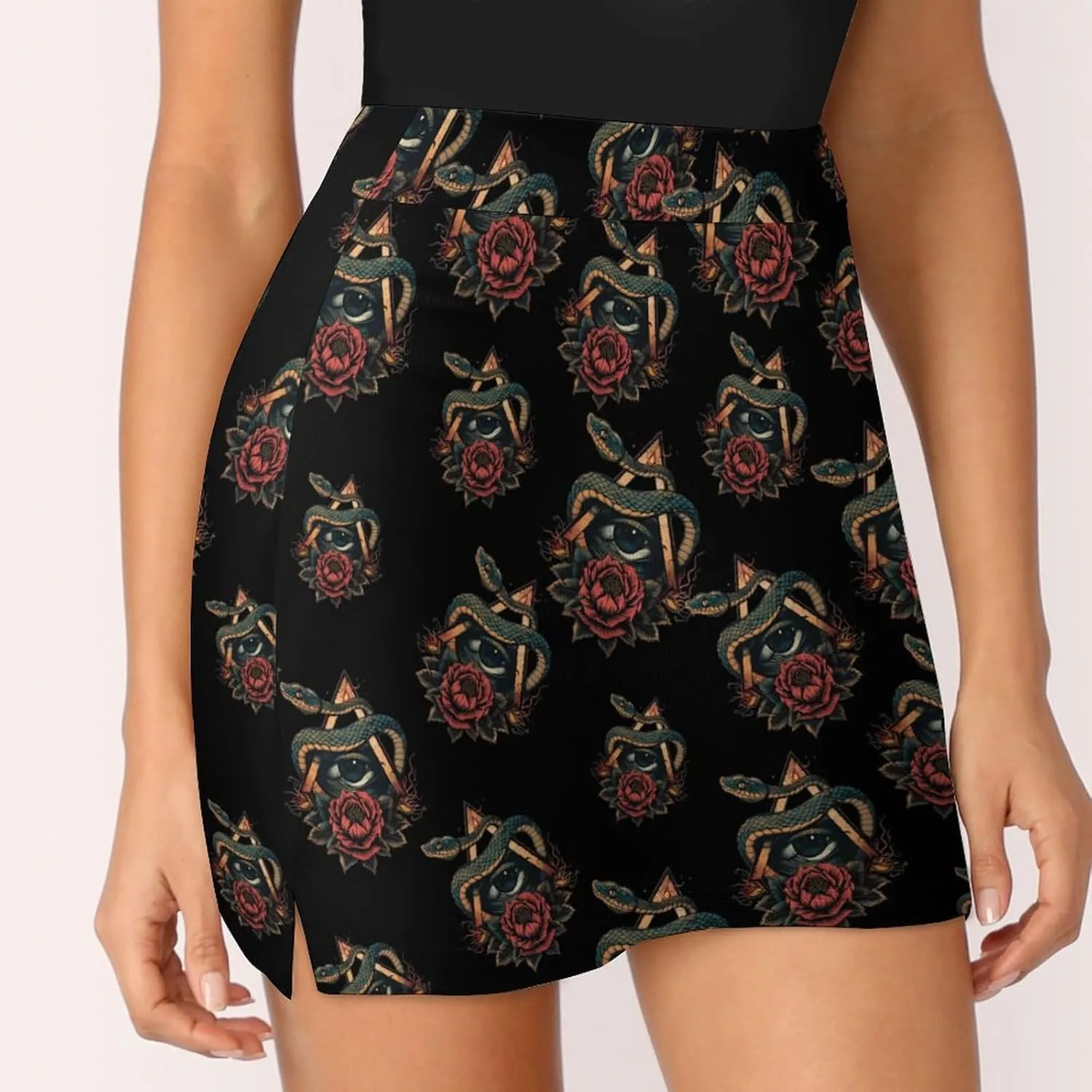 One Eye Snake Women's Skort Athletic Skirt Golf Skorts A-line Skirts with Built-in Shorts Pockets