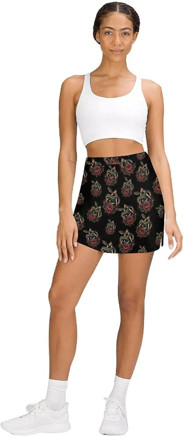 One Eye Snake Women's Skort Athletic Skirt Golf Skorts A-line Skirts with Built-in Shorts Pockets