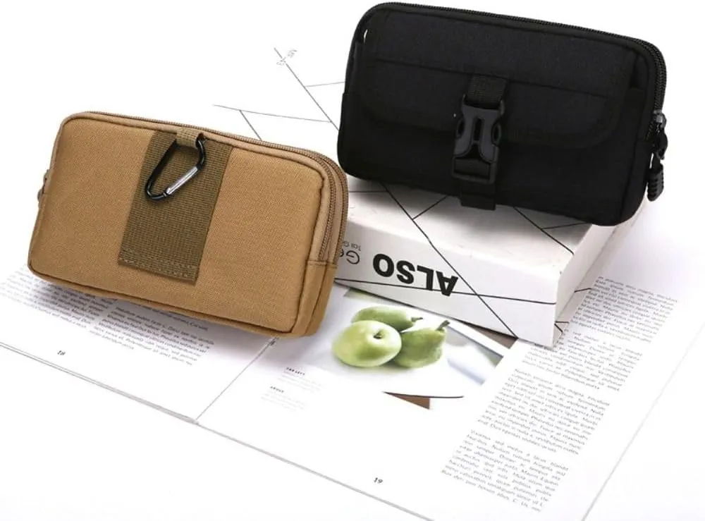 Outdoor Nylon Outdoor Waist Bags Mobile Phone Bag, Travel Nylon Zipper Cellphone Waist Wallet Purse Smartphone Pouch