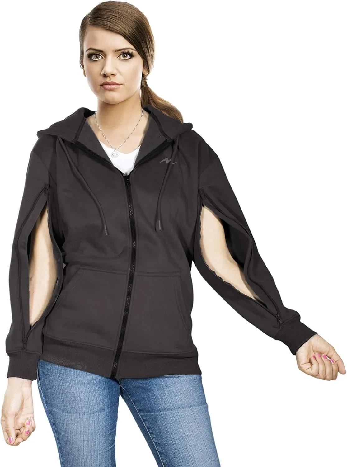 Oversized Jacket Hoodies Customized for Hemodialysis Patients with Both Arms Two Way Zippers for Men and Women
