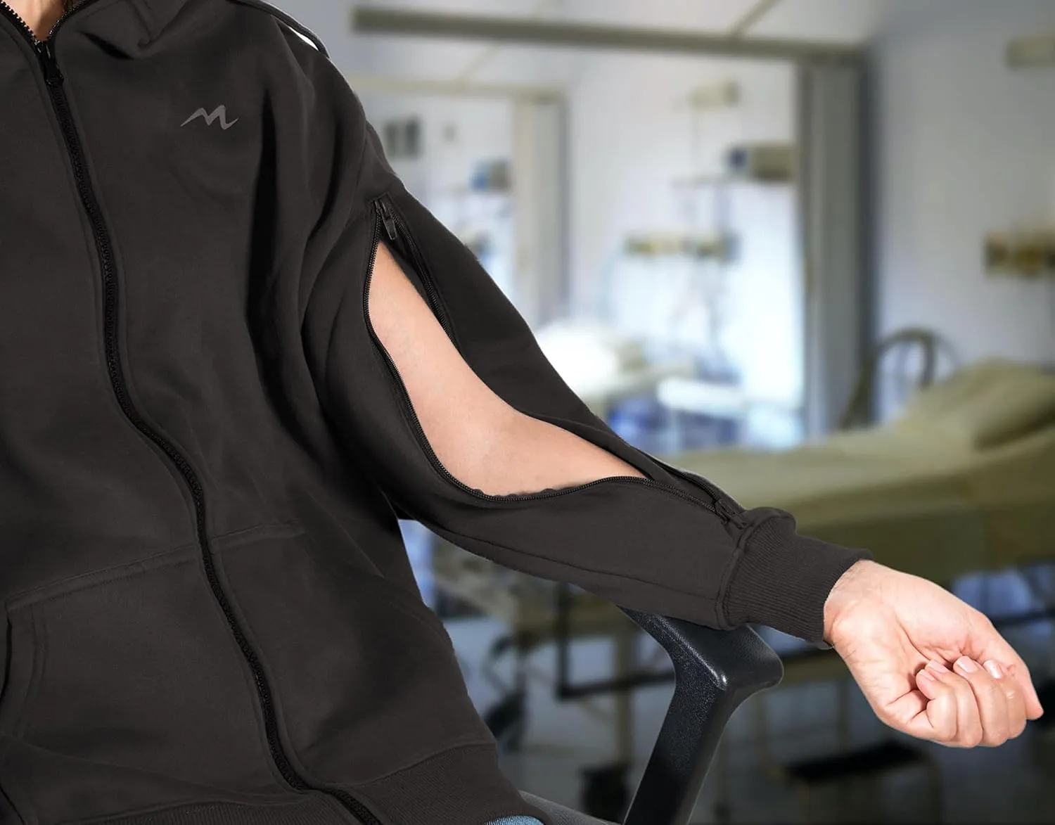 Oversized Jacket Hoodies Customized for Hemodialysis Patients with Both Arms Two Way Zippers for Men and Women