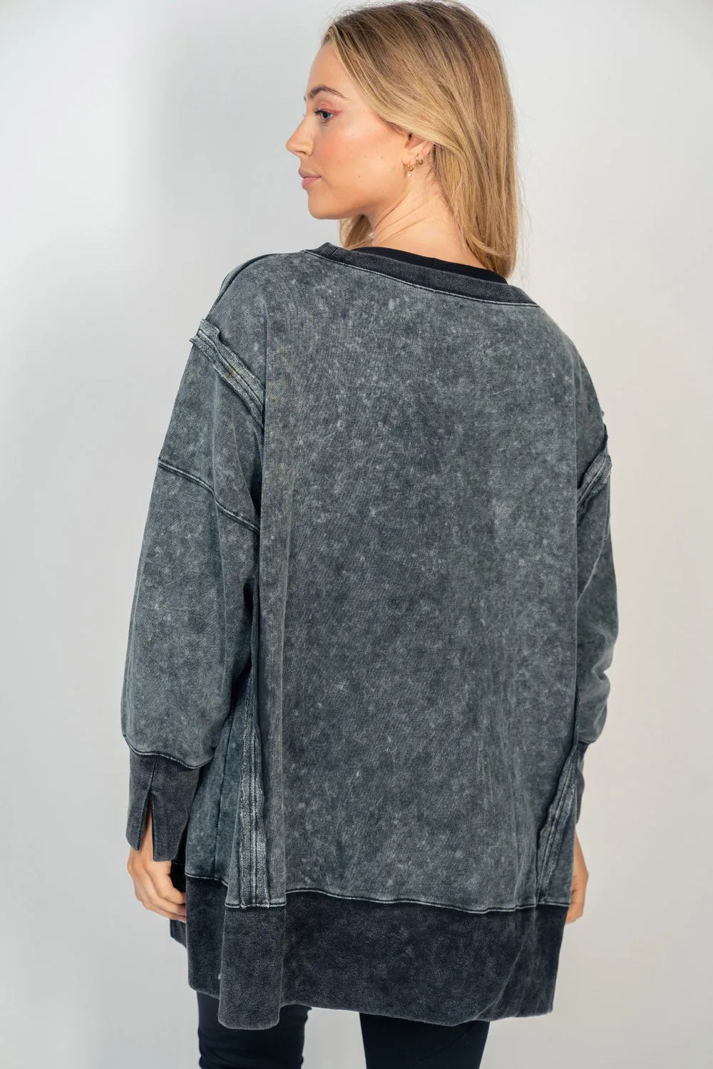 Oversized Long Sleeve Solid Knit Top - Final Sale