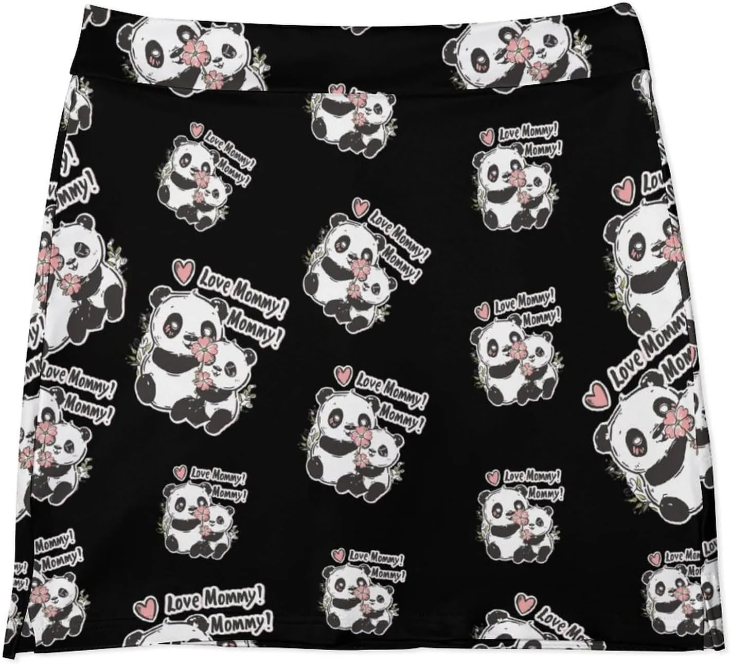 Panda Bears I Love Mommy Women's Skort Athletic Skirt Golf Skorts A-line Skirts with Built-in Shorts Pockets
