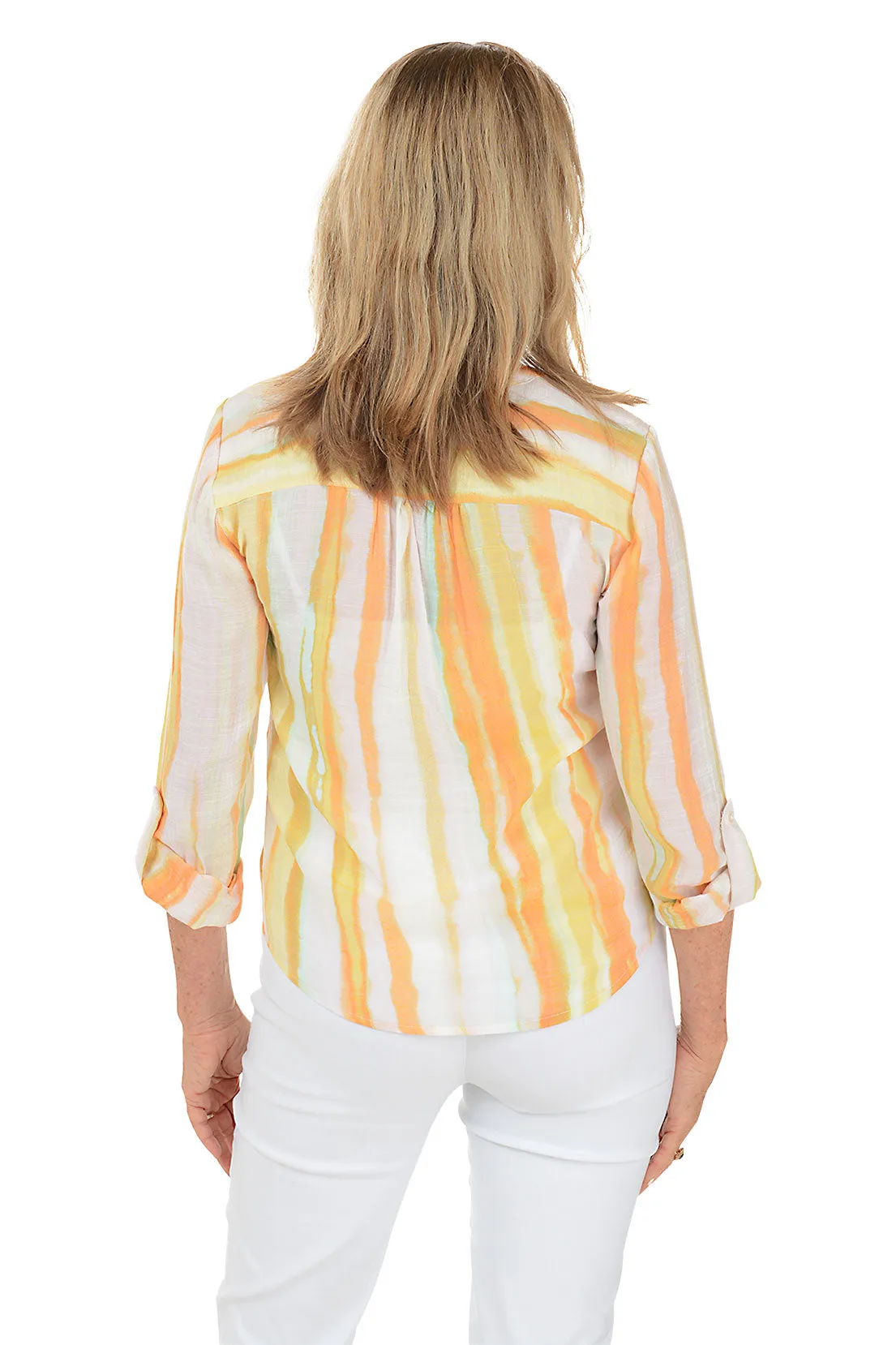 Petite Habanero Stripe Button-Front Blouse