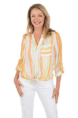 Petite Habanero Stripe Button-Front Blouse