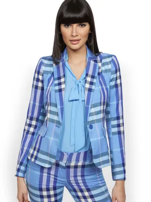 Plaid One-Button Jacket - 7th Avenue