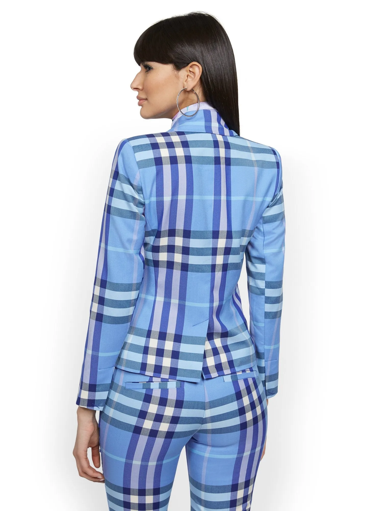 Plaid One-Button Jacket - 7th Avenue