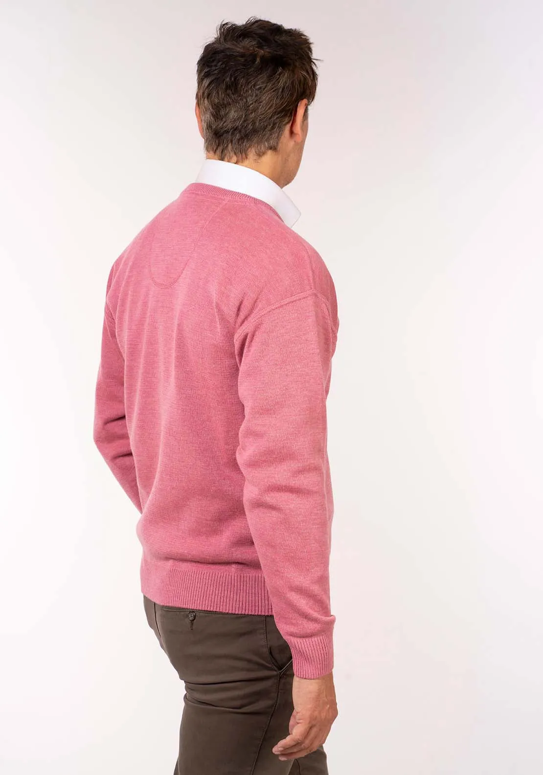 Plain V Neck Knit - Rose