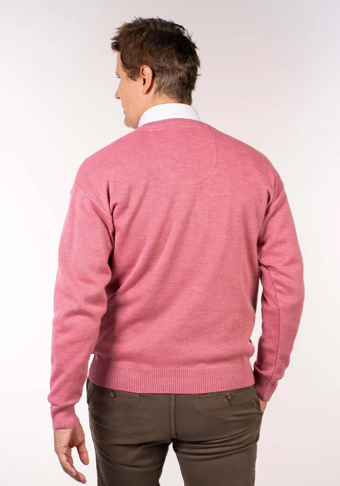 Plain V Neck Knit - Rose