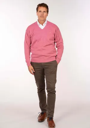 Plain V Neck Knit - Rose
