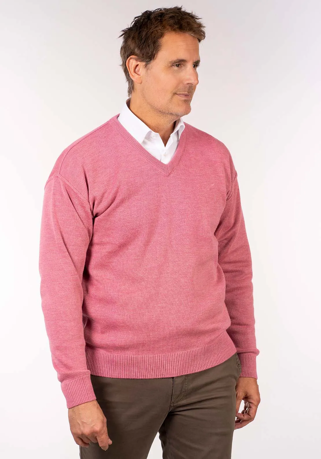 Plain V Neck Knit - Rose