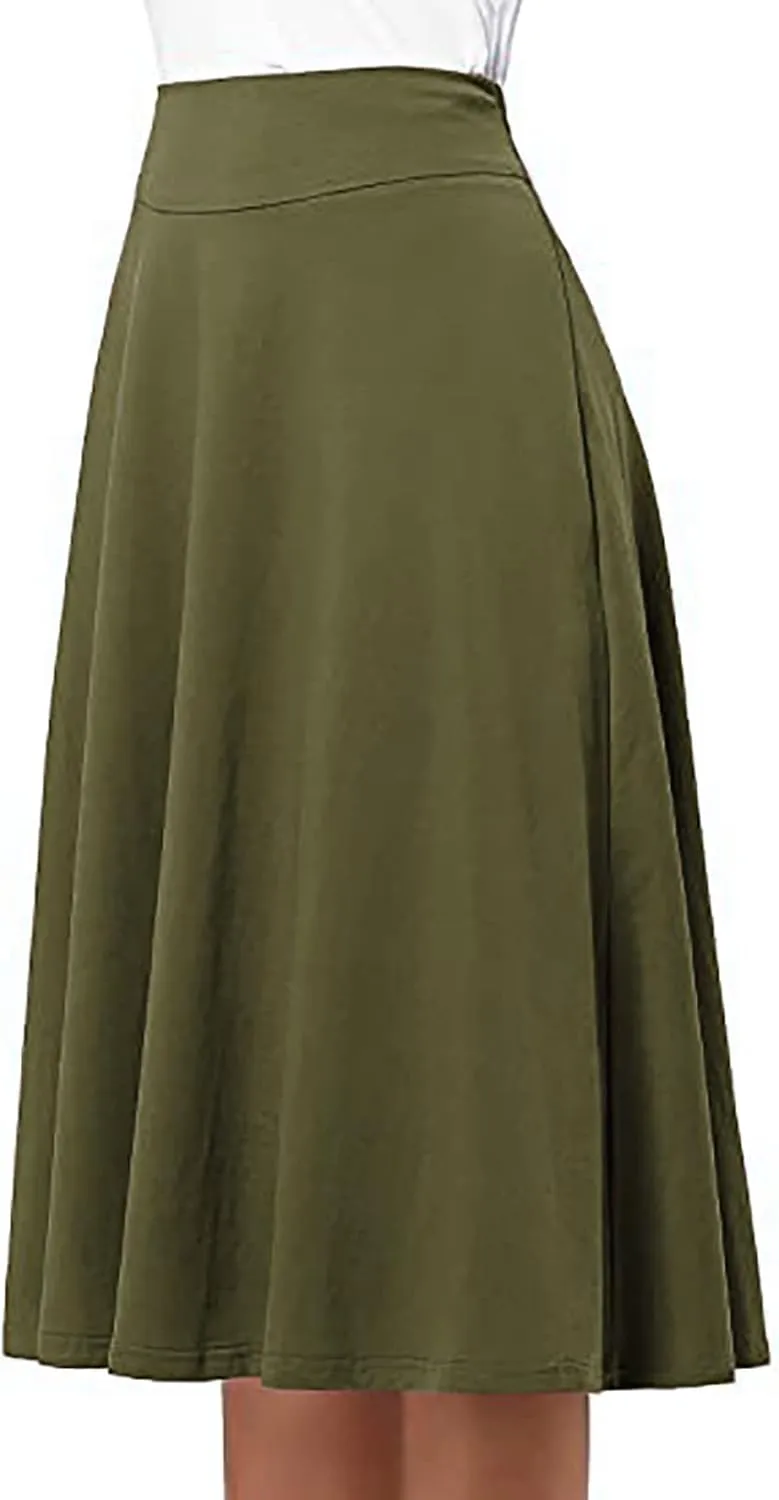 Pleated Skirt and Top Set for Women Solid Mid Length Skirts High Waist Basic Flare Rise Summer 2023 Dress Modest Robe