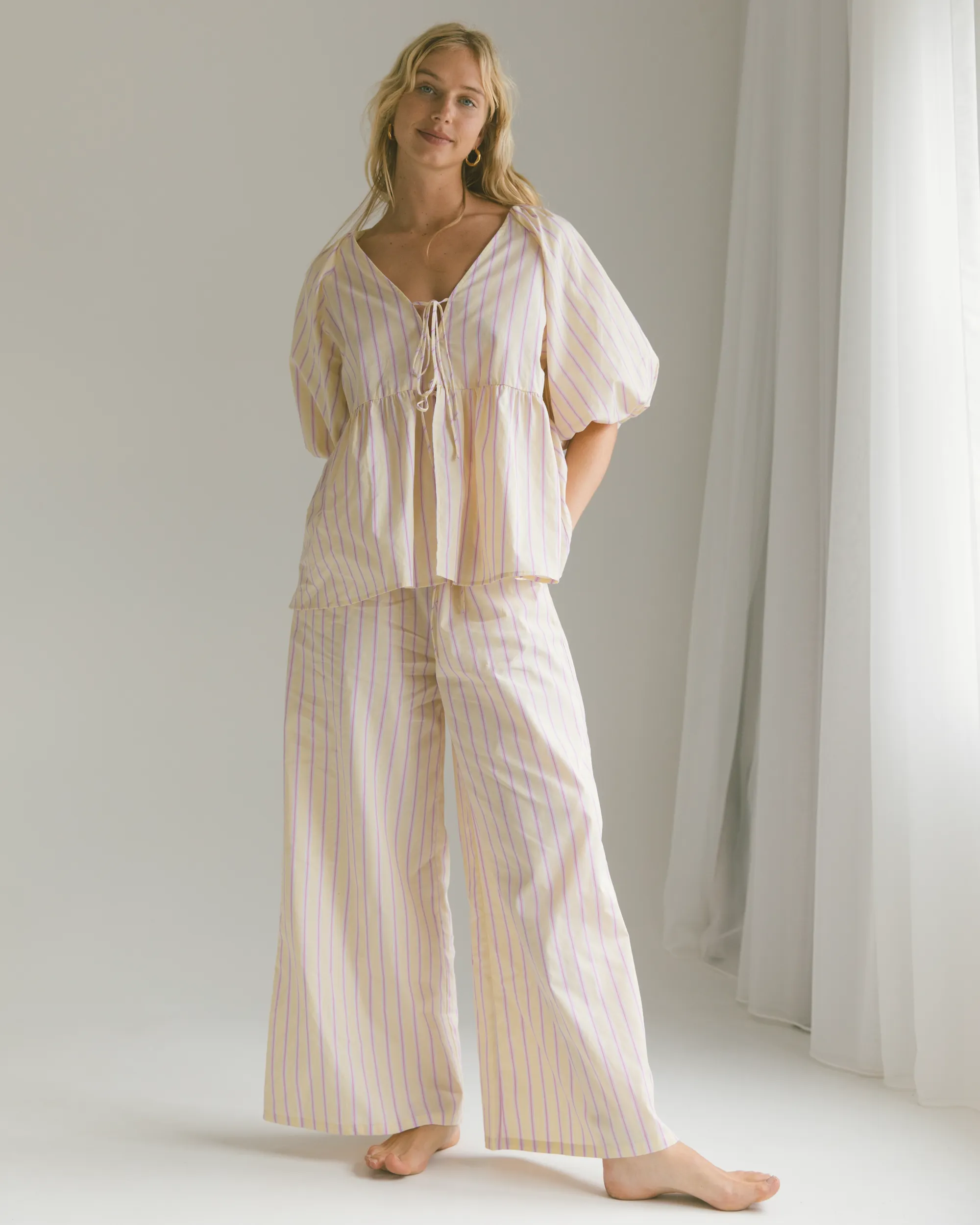 Posey Pants | Yellow & Purple Stripe