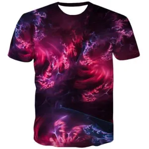 Psychedelic T-shirt Men Galaxy Tshirt Printed Wolf Tshirt Anime Abstract T-shirts Graphic Colorful T-shirts 3d Short Sleeve