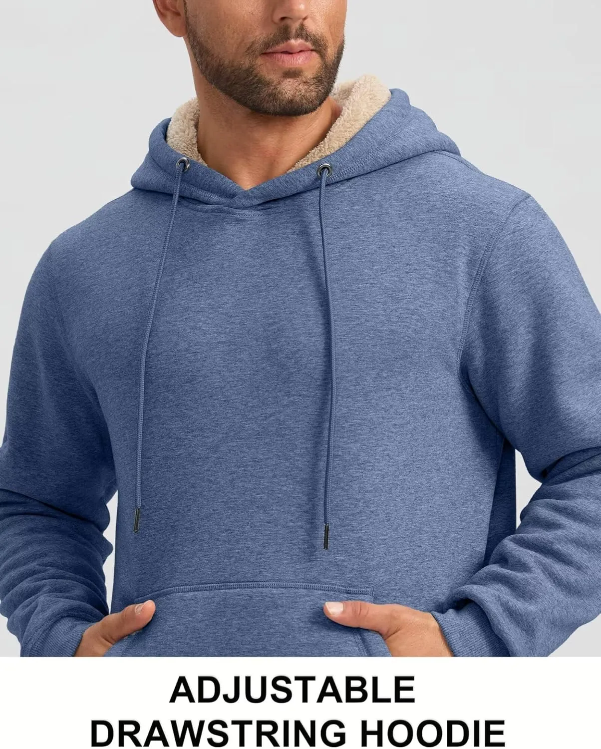 Pudolla Men's Sherpa Hoodie Pullover Winter Thick Warm Fleece Lined Hoodies Athletic Sweatshirts with Kangaroo Pouch Pocket
