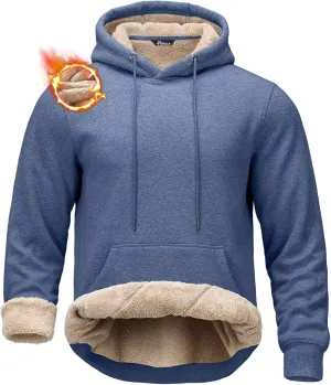 Pudolla Men's Sherpa Hoodie Pullover Winter Thick Warm Fleece Lined Hoodies Athletic Sweatshirts with Kangaroo Pouch Pocket