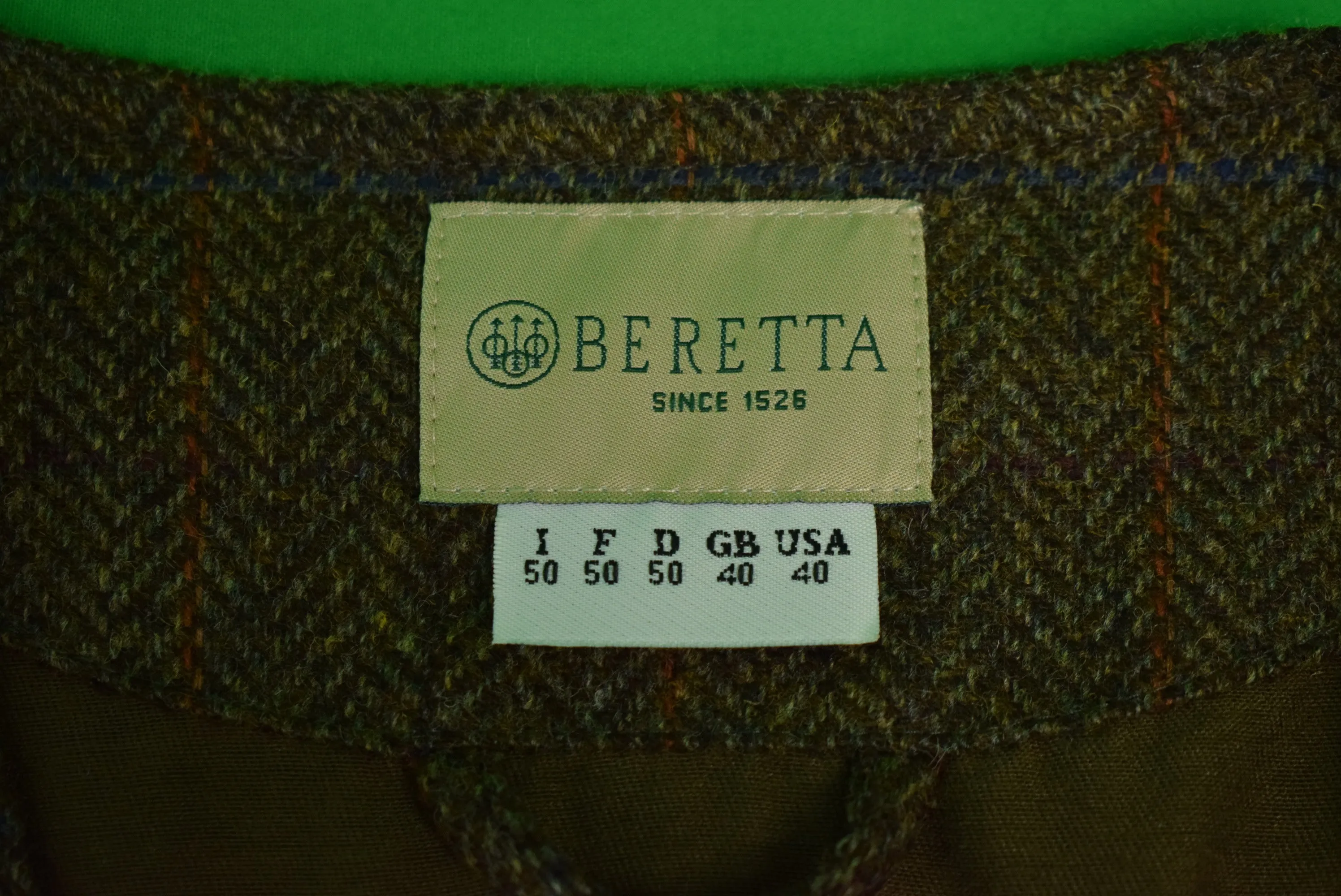"Beretta Herringbone Tweed Shooting Vest w/ Quilted Suede Shoulder Patches" Sz: 40 (SOLD)