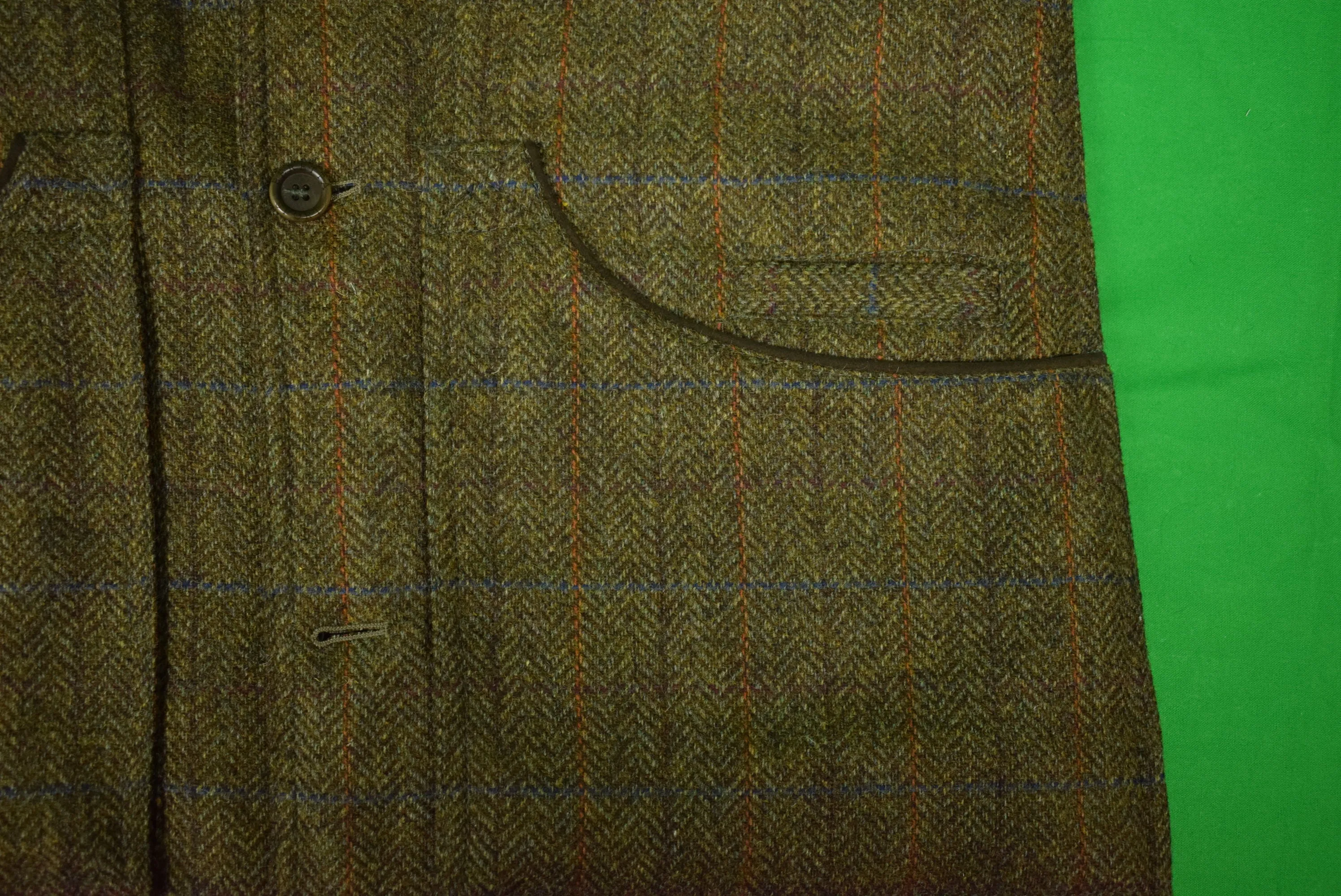 "Beretta Herringbone Tweed Shooting Vest w/ Quilted Suede Shoulder Patches" Sz: 40 (SOLD)