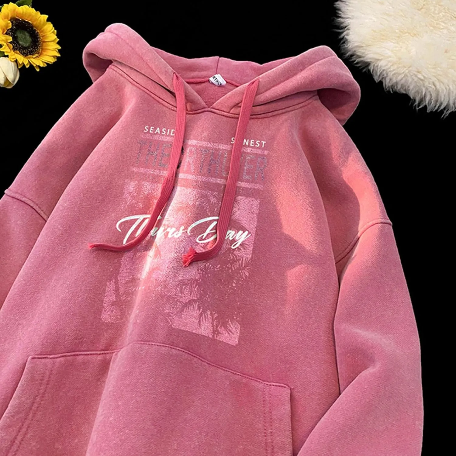 Retro Washed Hoodies Mens Distressed Hoodie Sweatshirt Graphic Heavyweight Pullover Sweatshirt