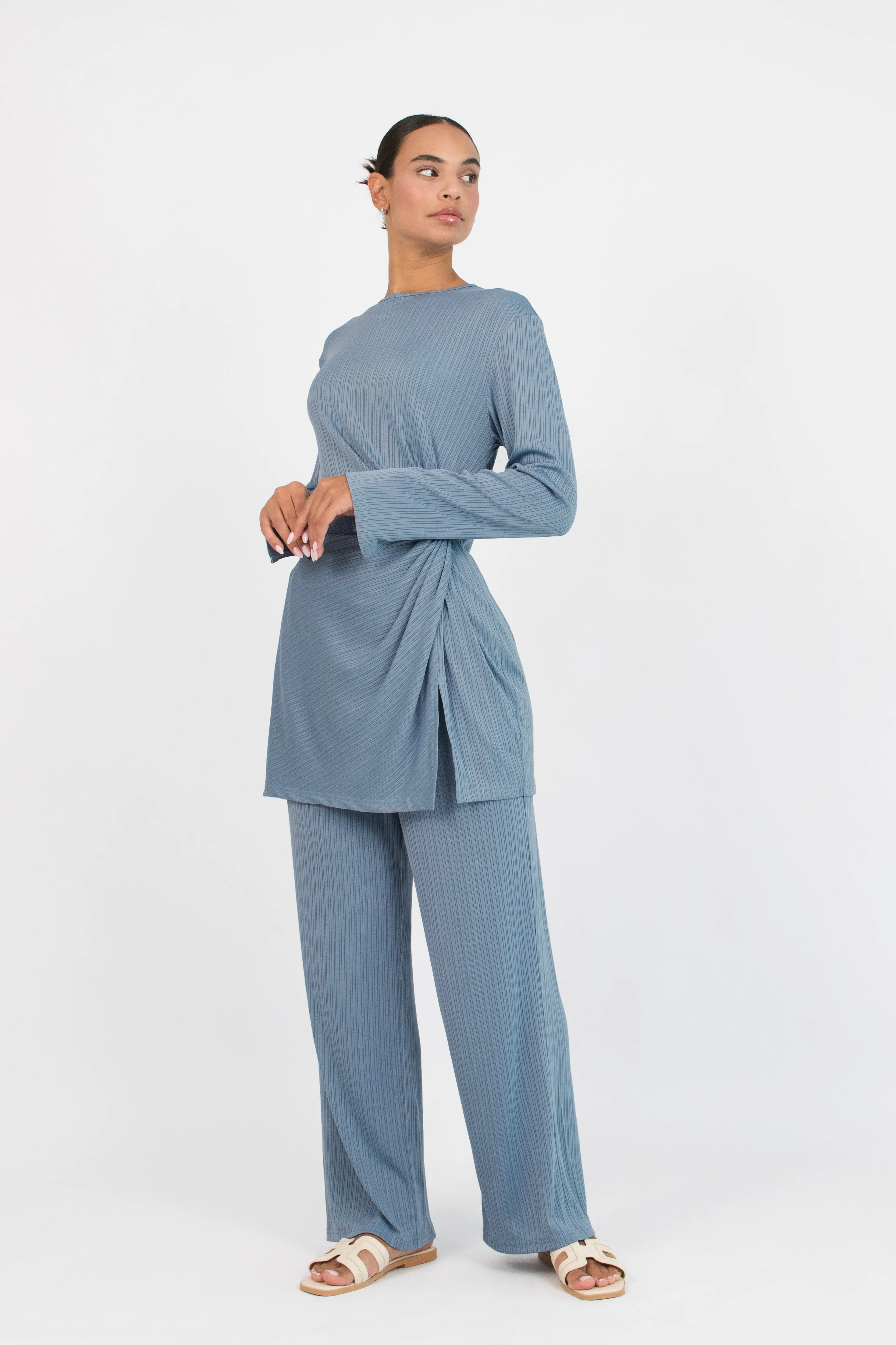 Ribbed Relaxed Fit Pants - Blueprint